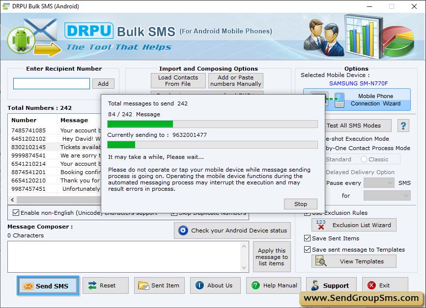 SMS Sending Process